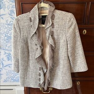 Classiques Entier Taupe Tweed Ruffle Jacket